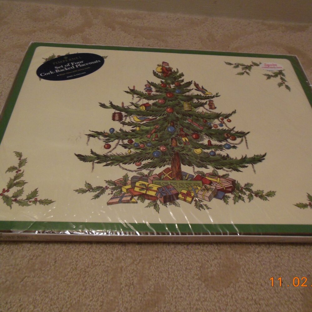 SEALED 4 NIP Spode Christmas Tree Pimpernel Placemats Cork made in England UK